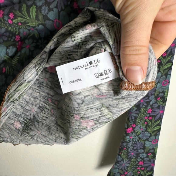 NWT NATURAL LIFE Boho Lily Floral Cotton Long Sleeve Tee Shirt - Picture 6 of 7